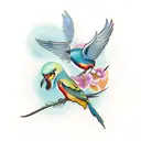 three birds simbolizing siblings tattoo design idea