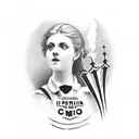 A writing from a stadium choir of the internationale Milan  "Te l'ho promesso da bambina ..." tattoo design idea