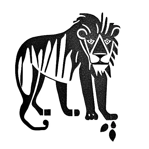 outline of Jamaica with a lion tattoo design idea