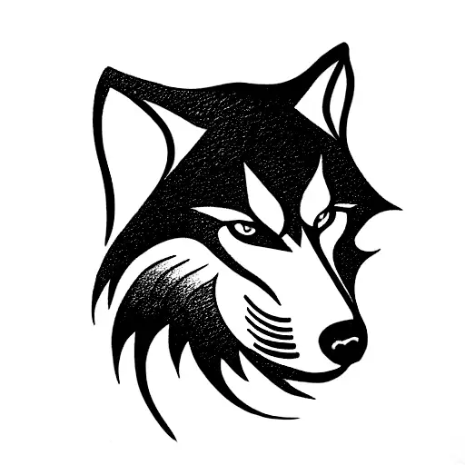 wolf, simple, black, signet, no shadin, tribal tattoo design idea