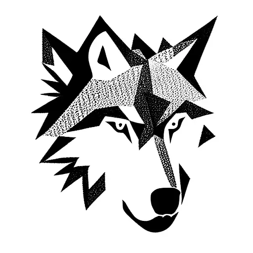 wolf, simple, one color, black tattoo design idea