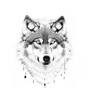 wolf, simple, one color, black tattoo design idea