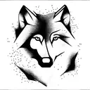 wolf, simple, one color, black tattoo design idea