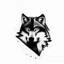 wolf, simple, one color, black tattoo design idea