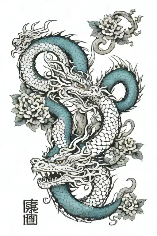 Gemini, peace, nature, dragon tattoo design idea