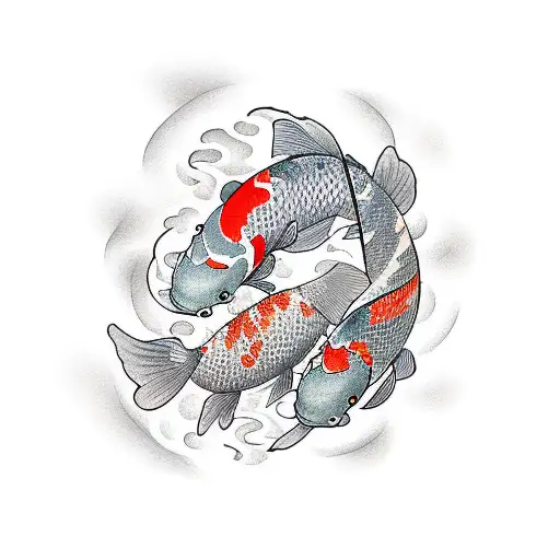 Koi Fish full color tattoo design idea