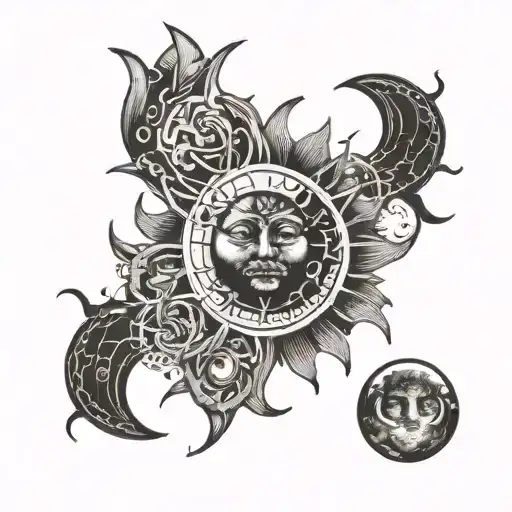 sun and moon tattoo design idea