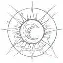 sun and moon tattoo design idea