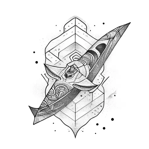 broken kayak tattoo design idea