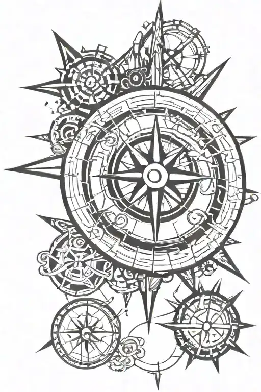 compass and earth globe tattoo design idea