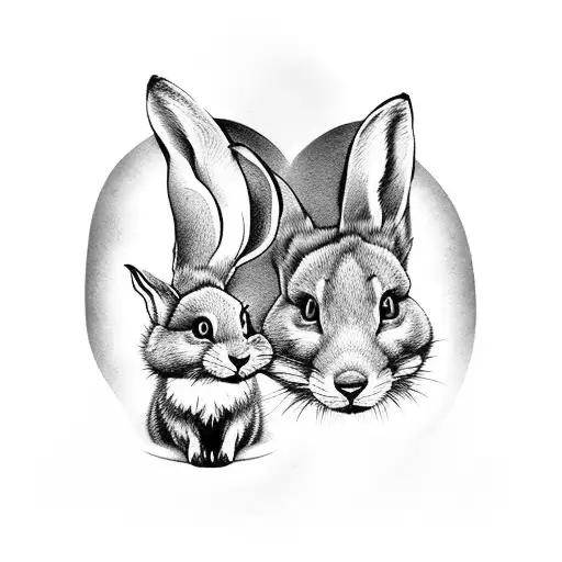 Full sleeve little brother rabbit and big sister fox  tattoo design idea