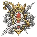 excalibur sword through a crown tattoo design idea