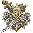 excalibur sword through a crown tattoo design idea