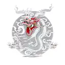 Chinese dragon with a sword doing a loop and in the middle a giant A made out of jems tattoo design idea