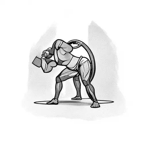 Powerlifter silhouette breaking chains tattoo design idea