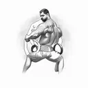 Powerlifter silhouette breaking chains tattoo design idea