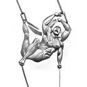 Powerlifter silhouette breaking chains tattoo design idea