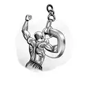 Powerlifter silhouette breaking chains tattoo design idea