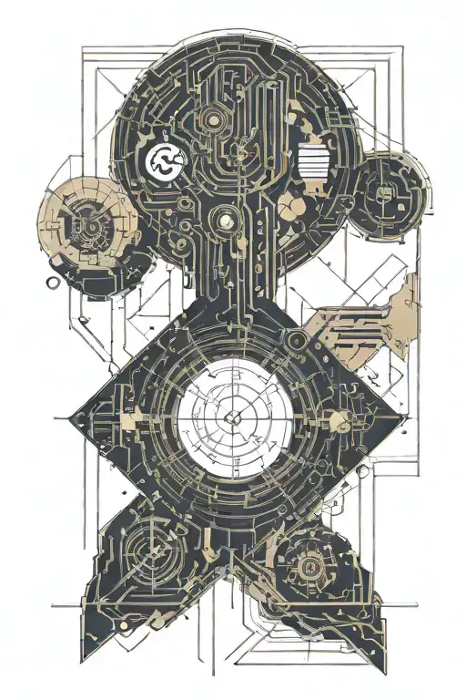 cyberpunk, circuitry, math, golden ratio, equation tattoo design idea