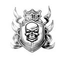 harley davidson bar and shield with skull tattoo design idea
