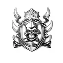 harley davidson bar and shield with skull tattoo design idea