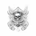 harley davidson bar and shield with skull tattoo design idea