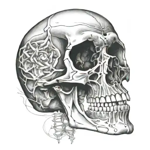 x-ray skull soft shading tattoo design idea