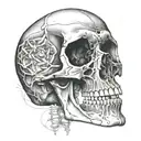 x-ray skull soft shading tattoo design idea