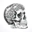 x-ray skull soft shading tattoo design idea