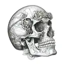 x-ray skull soft shading tattoo design idea