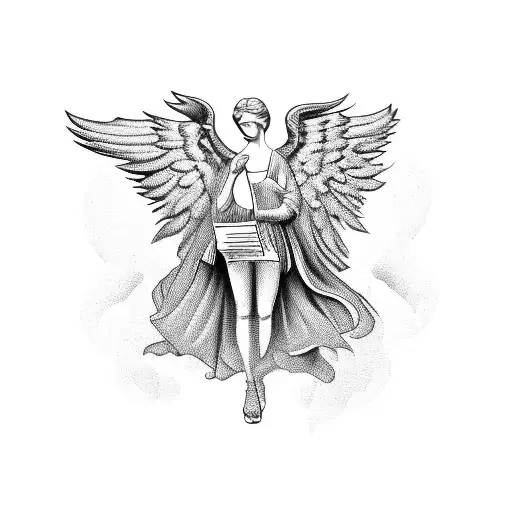money with angel tattoo design idea