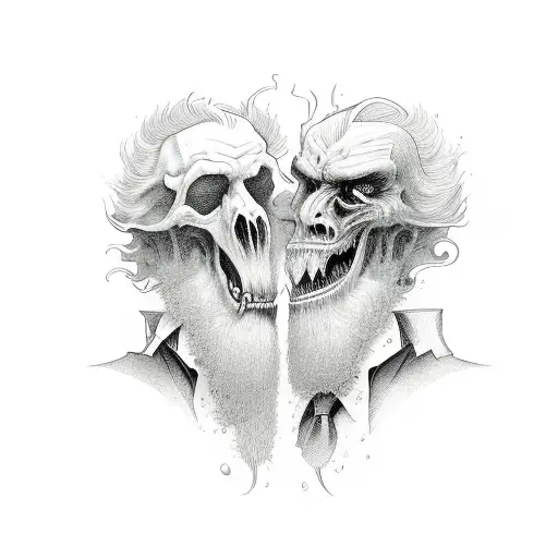 Dr Jekyl and Mr Hyde opposite faces good and evil tattoo design idea