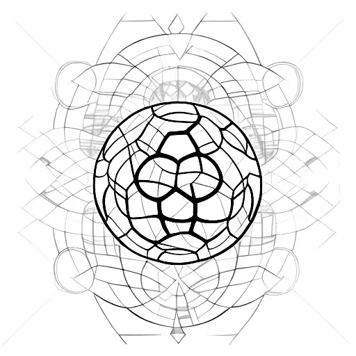 A minimalist tattoo showcasing a soccer ball surrounded by biblical symbols, representing the client's love for both sports and God tattoo design idea