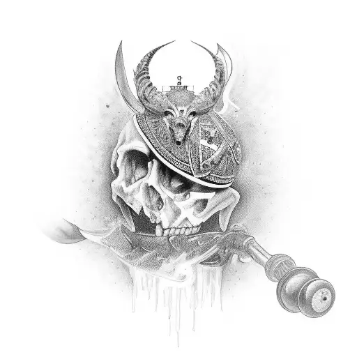 A black-grey tattoo of a sportiv engaged in a religious ritual tattoo design idea