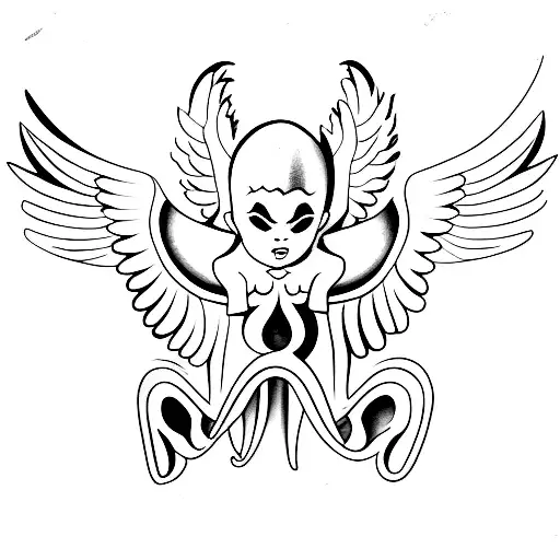 black angel cherubs  tattoo design idea