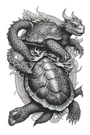 turtle and dragon surrounded tattoo design idea