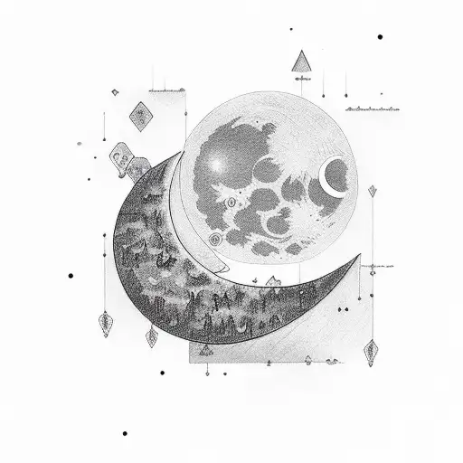 growth and moon tattoo design idea