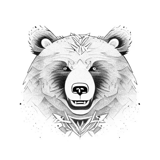 angry bear big mouth tattoo design idea