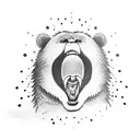 angry bear big mouth tattoo design idea