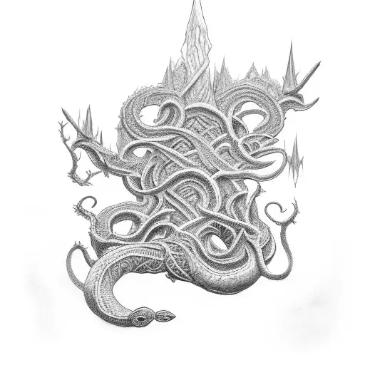 jormungandr and the world tree tattoo design idea
