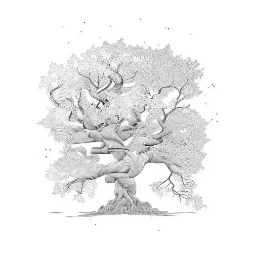 oak tree tattoo design idea