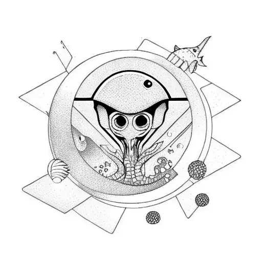 aliens with aquarium tattoo design idea