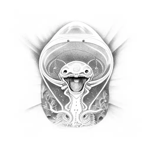  Happy alien mesmerized by alien aquarium." tattoo design idea