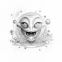  Happy alien mesmerized by alien aquarium." tattoo design idea