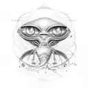  Happy alien mesmerized by alien aquarium." tattoo design idea