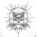 Tattoo: Happy alien mesmerized by alien aquarium." tattoo design idea