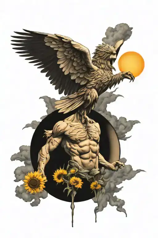 Icarus eating the sun  tattoo design idea
