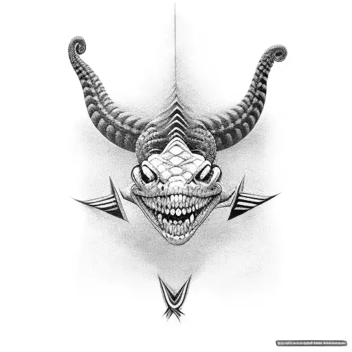 skary snake with open mouth pierced face tattoo design idea