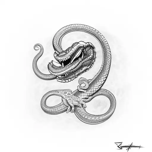 skary snake with pierced face tattoo design idea