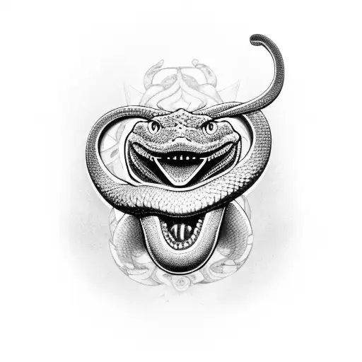 skaty snake with open mouth pierced face tattoo design idea